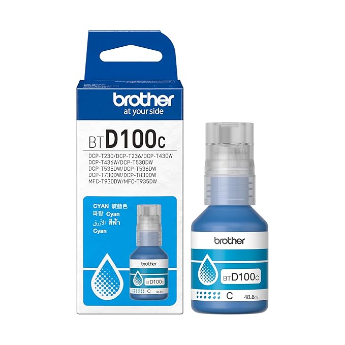 INK BOTTLE CYAN COLOR (BTOTHER) USE WITH (DCP-T236, DCP-T230, DCP-T436W, DCP-T430W, DCP-T535DW, DCP-T530DW, DCP-T730DW, DCP-T830DW, MFC-T930DW)
