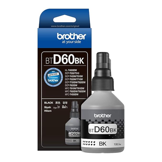 INK BOTTLE BLACK COLOR(BROTHER) USE WITH(DCP-T220, DCP-T226, DCP-T420W, DCP-T426W, DCP-T520W, DCP-T525W, DCP-T820DW, MFC-T920DW, DCP-T310, DCP-T510W,DCP-T710W,MFC-T910DW, HL-T4000DW, MFC-T4500DW)