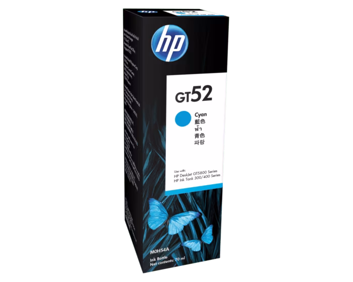 HP GT52 ORIGINAL INK BOTTLE CYAN(USE WITH)-HP DeskJet GT 5810 All-in-One HP DeskJet GT 5811 All-in-One HP DeskJet GT 5820 All-in-One HP DeskJet GT 5821 All-in-One HP Ink Tank 310 HP Ink Tank 315 HP Ink Tank 318 HP Ink Tank 319 HP Ink Tank Wireless 410 HP Ink Tank Wireless 415 HP Ink Tank Wireless 41